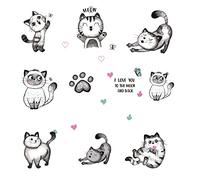SUPERDANT 1 Feuille Dessin Animé Chats Stickers Muraux Mignon Chat Chambre Décor avec Cœur Empreinte de Patte Stickers Muraux Vinyle Décoration Murale DIY Art Mural pour Chambre Pépinière Décorations