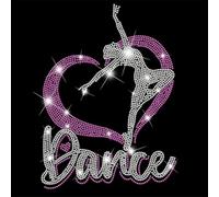 SUPERDANT 1 Pièce Strass Thermocollant Cœur de Danse Appliqué Strass Transfert Bling Rectangle pour Vêtements T-Shirts Vestes Sweats à Capuche Art Artisanat DIY Cadeau 32x23.8cm