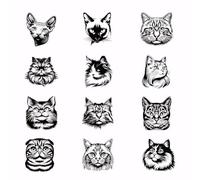 SUPERDANT 12 Transfert Textile Thermocollant Tête de Chat Patch Thermocollant Vetement Motif Chat Animaux DIY Papier Transfert pour Textile Lavable Patchs de Transfert