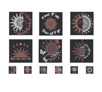 SUPERDANT 12Pcs Transfert Textile Thermocollant Boho Soleil 20x25cm Taille Mixte Papier Transfert pour Textile Pu Patch Thermocollant Vetement Toile T Shirts Sweats À Capuche Totes Colorés