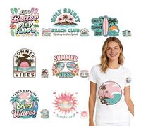 SUPERDANT 16 Pcs Transfert Textile Thermocollant Colorés pour l'Été 20x20 cm Papier Transfert pour Textile pour les T Shirts Sweats à Capuche les Fêtes de Plage et les Projets de Style Personnel