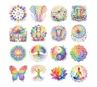 SUPERDANT 16 Pièces Patch Thermocollant Mandala Arbre De Vie Transfert Textile Thermocollant Lotus Yoga Patch Pour Personnaliser T-shirts Sweats Vestes En Jean Sacs En Toile