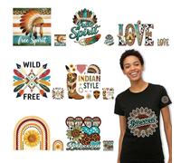 SUPERDANT 16PCS Transfert Textile Thermocollant Mandala à Repasser Style Boho Coloré Appliques Prêtes à Presser Fixation à Fer à Domicile pour Sweats à Capuche T-Shirts Vêtements DIY Accessoires