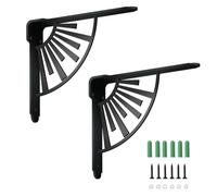 SUPERDANT 2 Pièces Equerre Etagere Murale Support de Rayonnement Solaire Support dÉquerre Étagère Décoratif Lourd en Fer Noir avec Vis pour Étagère Murale Cuisine Bibliothèque Cheminée Corbeau