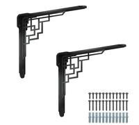 SUPERDANT 2 Pièces Supports d'Étagère Géométriques Décoratifs Noir Fer Forgé avec Vis pour Bibliothèque Bureau Maison Cadeau Nouvelle Maison 17.2x21cm