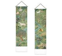 SUPERDANT 2 Pièces Tapisserie Murales Verticale 51 x 13 Pouces 130 x 33 cm Forêt Médiévale Suspension Murale Longue et Étroite Panneau Animal pour Couloir Salon Chambre Homme Coloré