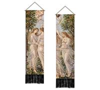 SUPERDANT 2 Pièces Tenture Murale Verticale Botticelli Les Trois Graces Longue 51×13 in/130×33cm Rétro Médiévale Polyester Panneau Rectangulaire Pour Décoration Murale Salon Chambre Porche