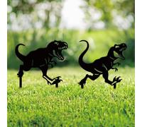 SUPERDANT 2Pcs Decoration Jardin Exterieur Tyrannosaurus Rex Ornement en Forme de Dinosaure Silhouette Noire Décoration Fer Forgé pour Jardin Jurassique Piquets