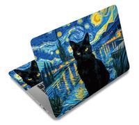 SUPERDANT 3 Pcs Housse Autocollante Ordinateur Portable Couverture Décalcomanie Chat Noir 38x27cm Découpe Libre aux Rayures PVC Coloré Enveloppe pour PC Portable 12-16 Pouces Personnaliser