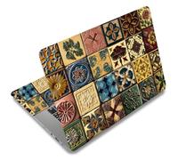 SUPERDANT 3 Pièces Autocollant Ordinateur Portable Housse Decal Motif Carreaux Retro PVC Imperméable Aux Rayures Découpable pour 12 15.6 Pouces Ordinateur Portable Personnalisé Cadeau 38×27cm