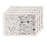 SUPERDANT 4 Feuilles de Boîte de Dialogue Décalque de Transfert pour Glaçure Céramique 20.47x14.57 Pouce/52x37 cm Design de Bulle de Dialogue Noir Amusant Papier Grand Feu Ajustable pour DIY Tasses