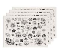 SUPERDANT 4 Feuilles de Décalcomanies Céramique Papier Transfert Céramique Sous Glaçure Grand Format Lotus Noir pour Tasses Assiettes Vases Poterie Atelier Argile Usage Main Vase Assiette Enveloppe