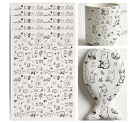 SUPERDANT 4 Feuilles de Transfert Ceramique Dessin Animé Animaux de la Forêt Noir Papier Decalcomanie Céramique Surdimensionnée pour Tasses Vases Atelier Poterie Feuille de Motif Argile 52x37cm