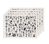 SUPERDANT 4 Feuilles de Transfert Ceramique pour Glaçure Fond Cirque Noir Papier Decalcomanie pour Tasses Assiettes Vases Poterie Feuille de Motif Usage en Atelier d'Argile Vase Assiette 52x37cm