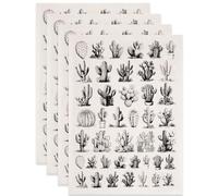 SUPERDANT 4 Feuilles de Transfert Ceramique Sous Glaçage Cactus Noir Papier Decalcomanie Céramiques pour Poterie Porcelain Tasses Assiettes Vases Argile Bols à Cuisson Débutant Très Grandes 52x37cm