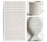 SUPERDANT 4 Feuilles Décalcomanies Textes Anglais Sous Glaçure pour Transfert Ceramique Littéraires Autocollants Décoratifs Décalcomanies Émaillées avec Citations Écrites à la Main