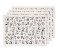 SUPERDANT 4 Pcs 52x37cm Transfert Ceramique Sous Glaçure Poterie Décalcomanies Sous Glaçure Noire Vache des Highlands Florale Papier Decalcomanie à l'Eau Feuille Ajustable Biscuit Vase Assiette