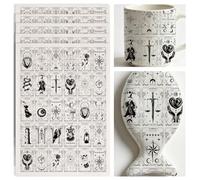 SUPERDANT 4 Pièces de Papier de Transfert Sous Glaçure Cartes de Tarot pour la Divination Papiers de Transfert pour Argile Céramique Porcelaine Décalcomanies Émaillées pour Poterie Cadeaux