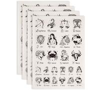 SUPERDANT 4 Pièces de Papier Transfert Ceramique 12 Signes du Zodiaque Noir Surdimensionné Papier Decalcomanie pour Tasses Assiettes Vases Poterie Feuille Motif Atelier Argile Utilisation 52x37cm