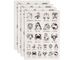 SUPERDANT 4 Pièces de Papier Transfert Ceramique 12 Signes du Zodiaque Noir Surdimensionné Papier Decalcomanie pour Tasses Assiettes Vases Poterie Feuille Motif Atelier Argile Utilisation 52x37cm