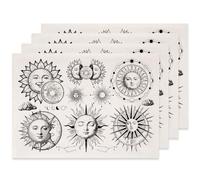 SUPERDANT 4 Pièces Décalques Sous Glaçure Soleil et Lune pour Transfert Ceramique Gothique Papier Decalcomanie Décoratifs Noirs pour Fournitures Artisanales DIY Céramique