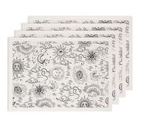 SUPERDANT 4 Pièces Grandes Feuilles Transfert Céramique 52×37cm/20.5×14.6in Décalcomanie Céramique Découpable Motif Soleil Lune Nuage Papier Transfert Pour Poterie Faite Main Et Atelier Noir