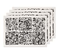 SUPERDANT 4 Pièces Papier Transfert Céramique Fleurs Blocs Floraux Décalcomanies Sous Glaçure pour Porcelaine Argile Émaillage Cadeaux Artisanaux Noir
