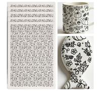 SUPERDANT 4 Pièces Transfert Ceramique Automne Motif Citrouille Feuille Erable Decalcomanie Papier Transfert Pour Poterie Et Decoration Vase DIY Motifs Clairs Taille 52×37cm Couleur Noire