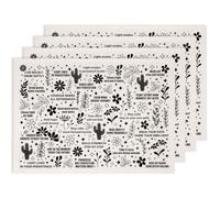 SUPERDANT 4 Pièces Transfert Ceramique Grandes Feuilles 20.5x14.6 in/52x37cm Decalcomanie Fleurie Avec Phrases Inspirantes Pour Decoration Maison Et Bricolages DIY Noir