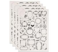 SUPERDANT 4 Pièces Transfert Ceramique Sous Glaçure Motif Bordure Fleurs Papier Décalcomanie pour Céramique Porcelaine Décalcomanies Émaillage Noir Cadeaux Faits Main