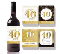 SUPERDANT 40 Feuilles Etiquette Champagne 10 jeu D'Étiquettes Anniversaire Etiquette Personnalisé pour Bouteilles de Vin Joyeux Anniversaire Autocollant pour Bouteille de Vin et de Champagne