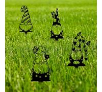 SUPERDANT 4CS Decoration Jardin Exterieur en Métal Décoration Silhouette de Nains Noirs Décoration Extérieure Jardin en Métal Amusants Art Mural Decoration