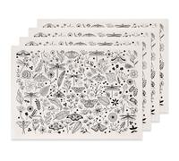 SUPERDANT 4Pcs Décalcomanies Céramique Papier Transfert Céramique Sous Glaçure Insectes Papillon de Nuit Plante Fleur Noir pour Tasses Assiettes Vases Argile Studio Utilisation Vase Assiette 52x37cm