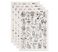 SUPERDANT 4PCS Transfert Ceramique de Robot Cartoon pour Céramique Sous Glaçure Tournevis et Engrenage Papier Decalcomanie Décalcomanies Céramique Papier Décalque Noir pour Porcelaine Émail