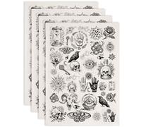 SUPERDANT 4PCS Transfert Ceramique Sous Glaçure Divination Autocollants Decalcomanie Décals pour Poterie Éléments Mystiques Serpents Papillons Noirs Papier Transfert