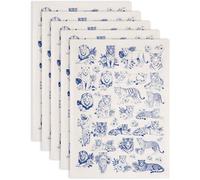 SUPERDANT 5 Feuilles 52x37cm Papier Transfert Ceramique Tigres et Lions Motif Guépards Bleu Papier Decalcomanie Animaux pour Tasses Assiettes Vases Ajustable