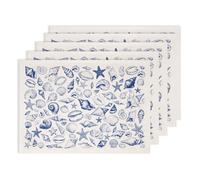 SUPERDANT 5 Feuilles de Papier Decalcomanie Transfert Ceramique Sous Glaçure Coquillage Bleu 52x37cm Découpe Conque et Étoile de Mer Transfert Eau pour Tasses Assiettes Vases