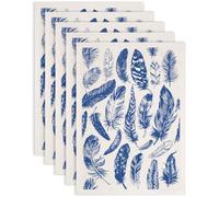 SUPERDANT 5 Feuilles Décalcomanies Sous Glaçure Plumes pour Céramique Stickers Transfert Oiseau Papier Décoratif Porcelaine Décoration Émaux Argile 37x52cm Bleu