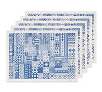 SUPERDANT 5PCS Papier Décalque Sous Glaçure à Motif Tapa Papier Transfert Abstrait pour Céramique Porcelaine Argile Carreaux Décalcomanie Émaillage Décorations Poterie Bleu