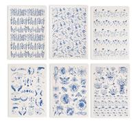 SUPERDANT 6 Feuilles Transfert Ceramique Thème Fleurs Oiseaux Céramique Papier Decalcomanie pour Porcelaine Insectes Soleil Lune Motif Mixte Décoration Four Poterie Émaux sur Étain 52x37cm