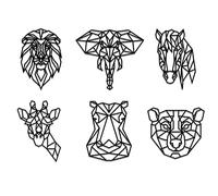 SUPERDANT 6 PCS Animal en Bois Géométrique Jungle Pépinière Décor Éléphant Noir Bois Ajouré Tenture Safari Girafe Lion Art Décorations pour Forêt Thème Africain Enfants