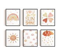 SUPERDANT 6 PCS/Set Impressions Sur Toile Sans Cadre You Are My Sunshine Wall Art Art Print Heart Rainbow Nursery Wall Art Boho Wall Art Prints Sunshine Nursery Decor