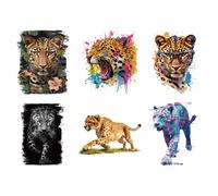 SUPERDANT 6 Pcs Transfert Textile Thermocollant Léopard Prêts À Presser 5.91x8.66 inch 15x22 cm Vinyle Thermocollant Préimprimé Pour Coton Foncé Clair Polyester Sweats À Capuche Sacs Coloré