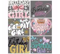 SUPERDANT 6 Pièces Transfert Textile Thermocollant Adhésif Anniversaire Patch Thermocollant Vetement Chaleur Joyeux Anniversaire Patch Pressage Chaud Décalques Applique DIY Vêtements T Shirts Coussin