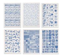 SUPERDANT 6PCS Transfert Ceramique Sous Glaçure Mixte pour Céramique Oiseaux Fleurs Arbres Autocollants de Transfert Décalcomanies Céramiques Papier Décalque pour Porcelaine Émail Glaçure Argile