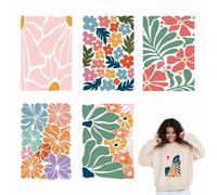 SUPERDANT 6PCS Transfert Textile Thermocollant à Fleurs Minimalistes pour Vêtements Patchs de Transfert de Chaleur à Fleurs Patch Thermocollant Style D'Illustration de Décoration