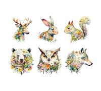 SUPERDANT 6Pcs Transfert Textile Thermocollant Animaux de la Forêt Florale 21.6x21.6cm Ours Loup Papier Transfert pour Textile Cerf Lapin Décalcomanies Vinyle Prêts à Presser pour Sweats