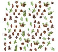 SUPERDANT 96 Pièces Aquarelle Boho Pomme de pin Stickers Muraux Auto-Adhésif Vinyle Plantes Mur Art Autocollants Pin Arbre Feuille Home Decor Stickers Muraux pour Fête DIY Décors
