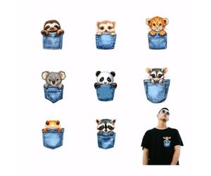 SUPERDANT 9PCS Pocket Animals Transfert Textile Thermocollant Panda Léopard Girafe Transferts Thermocollants Film Plastique Autocollants Ensemble Vêtements Thermocollants Décalcomanies