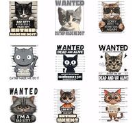 SUPERDANT 9PCS Transfert Textile Thermocollant à Repasser de Photo de Dossier de Chat Je Suis un Mauvais Chat Autocollants de Patch Thermocollant Vetement Décorations pour T Shirts Oreillers